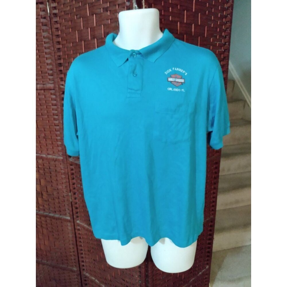 Vintage Harley Davidson Polo Shirt pocket Men's Large Motorcycle Biker